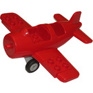 Duplo Red Vehicle Airplane with Gray Base and Black Wheels