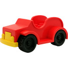 Duplo Red Vehicle Car Oldtimer with Yellow Bumper, Black Wheels