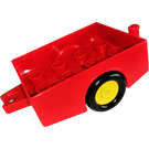 Duplo Red Vehicle Trailer with hitch ends and yellow rims (6505)