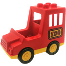 Duplo Red Vehicle Truck with Covered Bed, Yellow Undercarriage and ZOO