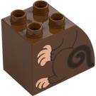 Duplo Reddish Brown Brick 2 x 3 x 2 with Curved Side with Monkey Body (11344 / 43510)