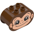 Duplo Reddish Brown Brick 2 x 4 x 2 with Rounded Ends with Monkey Head (6448 / 43509)