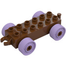 Duplo Reddish Brown Car Chassis 2 x 6 with Lavender Wheels (2312 / 14639)