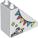 Duplo Slope 2 x 4 x 3 (45°) with Flags, Stars, Candy and Unicorn (49570 / 66022)