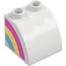 Duplo Helling 45° 2 x 2 x 1.5 met Gebogen Kant met Rainbow Rechts (11170 / 74980)