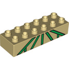 Duplo Tan Brick 2 x 6 with Green Lattice (2300 / 53161)