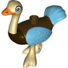 Duplo Tan Ostrich with Orange Beak and Blue Feathers (23974)