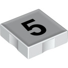 Duplo Piastrella 2 x 2 con Lato Indents con Number 5 (14445 / 48504)