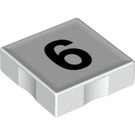 Duplo Flise 2 x 2 med Side Indents med Number 6 (14446 / 48505)