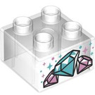 Duplo Transparent Brique 2 x 2 avec Diamonds (3437 / 101552)