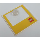 Duplo Transparent Doll Furniture Cupboard Door 4 x 4 with Yellow Border and Lego Logo (15517)
