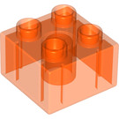 Duplo Transparant Neon Roodachtig Oranje Steen 2 x 2 (3437 / 89461)
