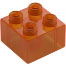 Duplo Transparentes Orange Stein 2 x 2 (3437 / 89461)