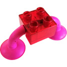 Duplo Przezroczysty czerwony Cegła 2 x 2 z Suction Cups (40707)