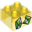 Duplo Amarillo transparente Ladrillo 2 x 2 con Verde gems (3437 / 25149)