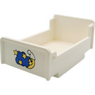 Duplo White Bed 3 x 5 x 1.66 with Moon and stars (4895)