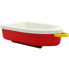 Duplo White Boat with Red Base and Yellow Tow Loop (4677)