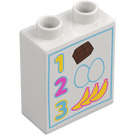 Duplo Blanco Ladrillo 1 x 2 x 2 con "1 2 3" Eggs y Bananas (4066)