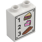 Duplo White Brick 1 x 2 x 2 with 1 Sandwich 2 Pie 3 Bread without Bottom Tube (4066 / 19338)