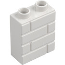 Duplo Hvit Kloss 1 x 2 x 2 med Kloss Vegg Mønster (25550)