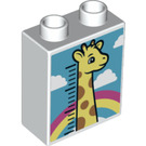 Duplo White Brick 1 x 2 x 2 with Giraffe Head Height Chart with Bottom Tube (15847 / 77969)