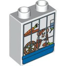 Duplo Weiß Stein 1 x 2 x 2 mit Hamster im Cage ohne Unterrohr (4066 / 85960)