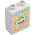 Duplo Bianco Mattoncino 1 x 2 x 2 con Pasta Cibo packet (4066)