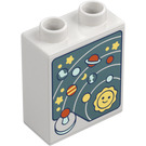 Duplo hvid Klods 1 x 2 x 2 med Planets og Joystick med bundrør (15847 / 105450)