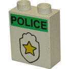 Duplo Wit Steen 1 x 2 x 2 met Politie Kenteken zonder buis aan de onderzijde (4066 / 43054)