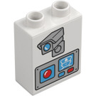 Duplo hvid Klods 1 x 2 x 2 med security Kamera og control Panel med bundrør (15847 / 43620)