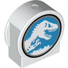 Duplo Blanco Ladrillo 1 x 3 x 2 con Circular Parte superior con Jurassic World logo con lados recortados (14222 / 38243)