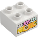 Duplo Bílá Kostka 2 x 2 s Honey Jars (3437 / 105407)