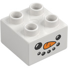 Duplo White Brick 2 x 2 with snowman face (3437 / 33344)