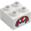 Duplo White Brick 2 x 2 with Spiderman Creature (3437)