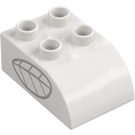 Duplo White Brick 2 x 3 with Curved Top with Leaf (2302 / 101580)