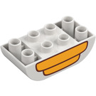 Duplo White Brick 2 x 4 with Curved Bottom with Yellow Bee Hive Half (98224 / 101583)