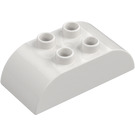 Duplo White Brick 2 x 4 with Curved Sides (98223)