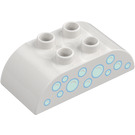 Duplo White Brick 2 x 4 with Curved Sides with Bubbles (77951 / 98223)