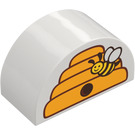 Duplo White Brick 2 x 4 x 2 with Curved Top with Bee Hive (31213 / 101582)