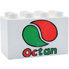 Duplo White Brick 2 x 4 x 2 with Octan Logo (31111 / 43200)