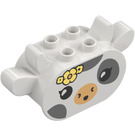 Duplo Vit Kloss 2 x 6 x 2.5 Böjd med Öron och Cow (105357)