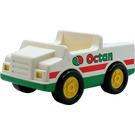 Duplo White Car with Green Base with Octan Logo (2218)