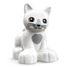 Duplo White Cat (Sitting) with Gray Patches (21046)