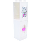 Duplo White Column 2 x 2 x 6 with drawer slot and dark pink doorbell with light and number '27' Sticker