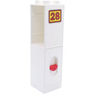 Duplo White Column 2 x 2 x 6 with drawer slot and red doorbell with number '28' sign Sticker