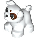 Duplo White Dog - Pug with Dark Red Patches (78255)