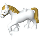 Duplo Blanco Caballo con Gold Mane y Brida (1376 / 26137)