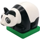 Duplo White Panda Cub on Green Base (Eyes Looking Left) (75015)