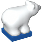 Duplo Wit Polar Bear Aan Blauw Basis Vierkante ogen (75016)