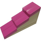 Duplo Hvit Roofpiece Skråning 17 2 x 6 Stepped med Dark Rosa Shingles (6465)